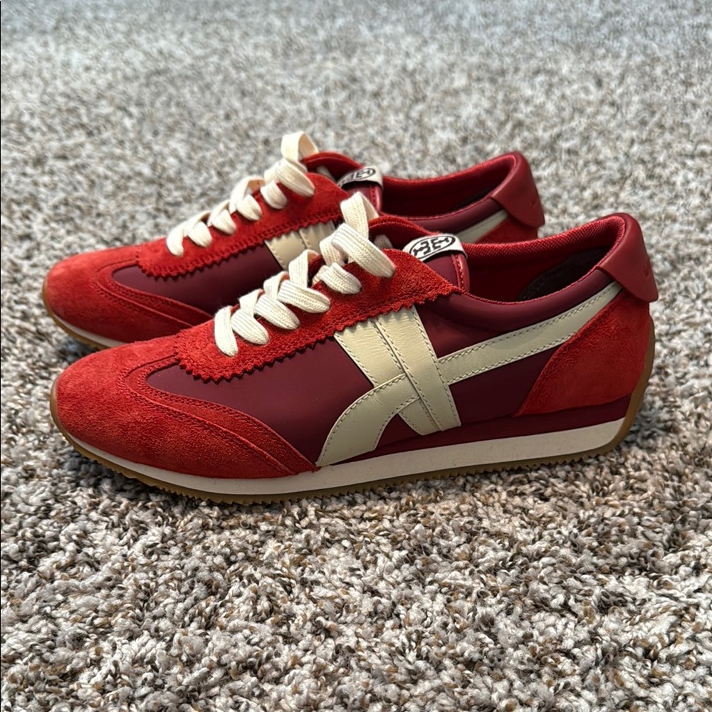 Tory Burch Red and Cream Sneakers